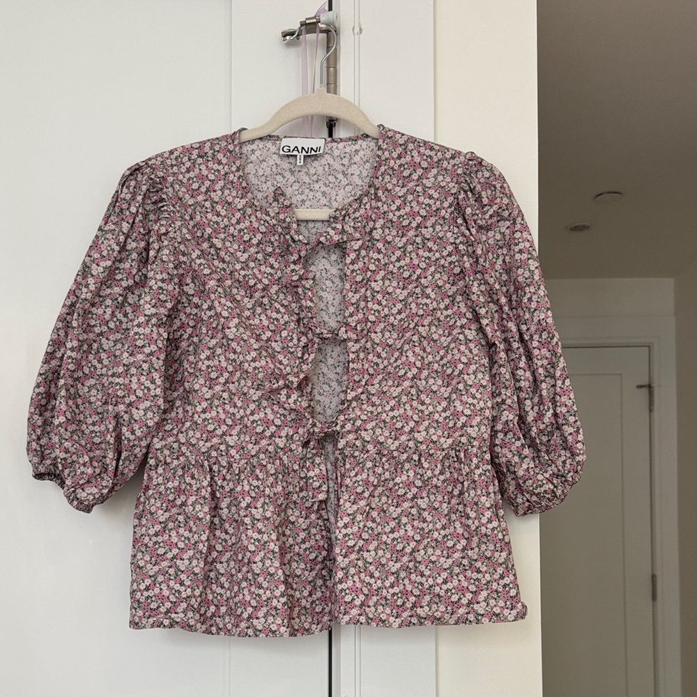 Ganni Multicolor Floral Blouse